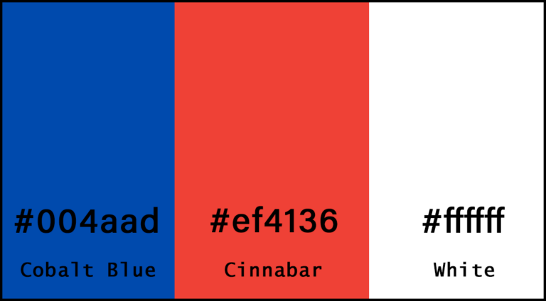 Brand Colors: #004aad Cobalt Blue, #ef4136 Cinnabar, #ffffff White